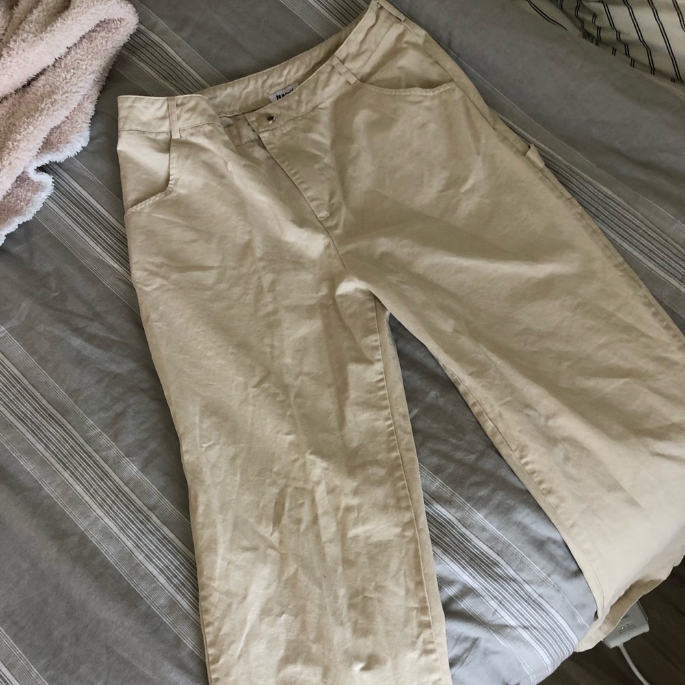 Princess Polly high waist beige wide leg utility pants